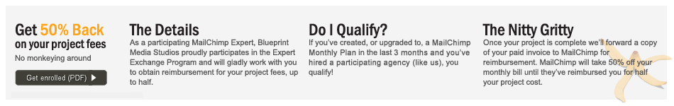 Get 50% Back on your MailChimp Project Fees
